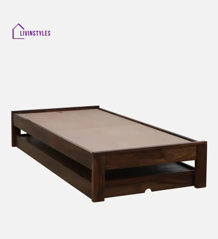 Divyam Modern Sheesham Wood Single Bed With Trundle Bedroom Furniture Sets