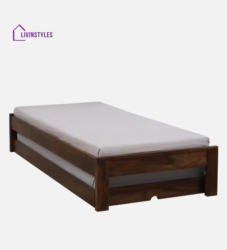 Divyam Modern Sheesham Wood Single Bed With Trundle Bedroom Furniture Sets