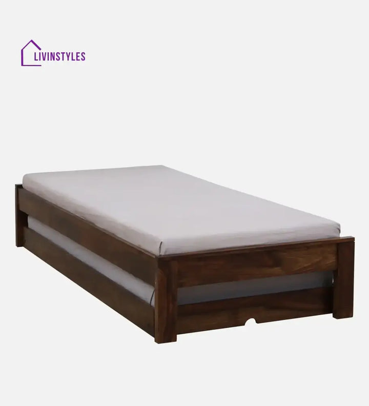 Divyam Modern Sheesham Wood Single Bed With Trundle Bedroom Furniture Sets