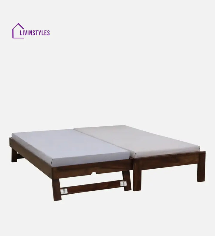 Divyam Modern Sheesham Wood Single Bed With Trundle Bedroom Furniture Sets