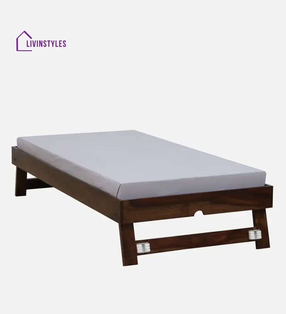 Divyam Modern Sheesham Wood Single Bed With Trundle Bedroom Furniture Sets