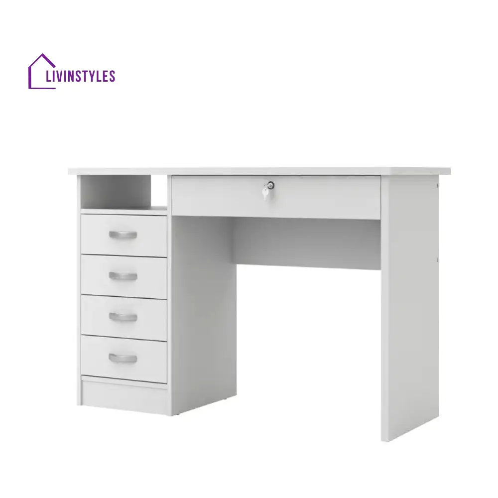 Evgeniya White Study Table | 5 Drawer and One Open Shelf