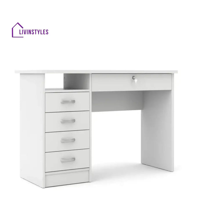 Evgeniya White Study Table | 5 Drawer and One Open Shelf