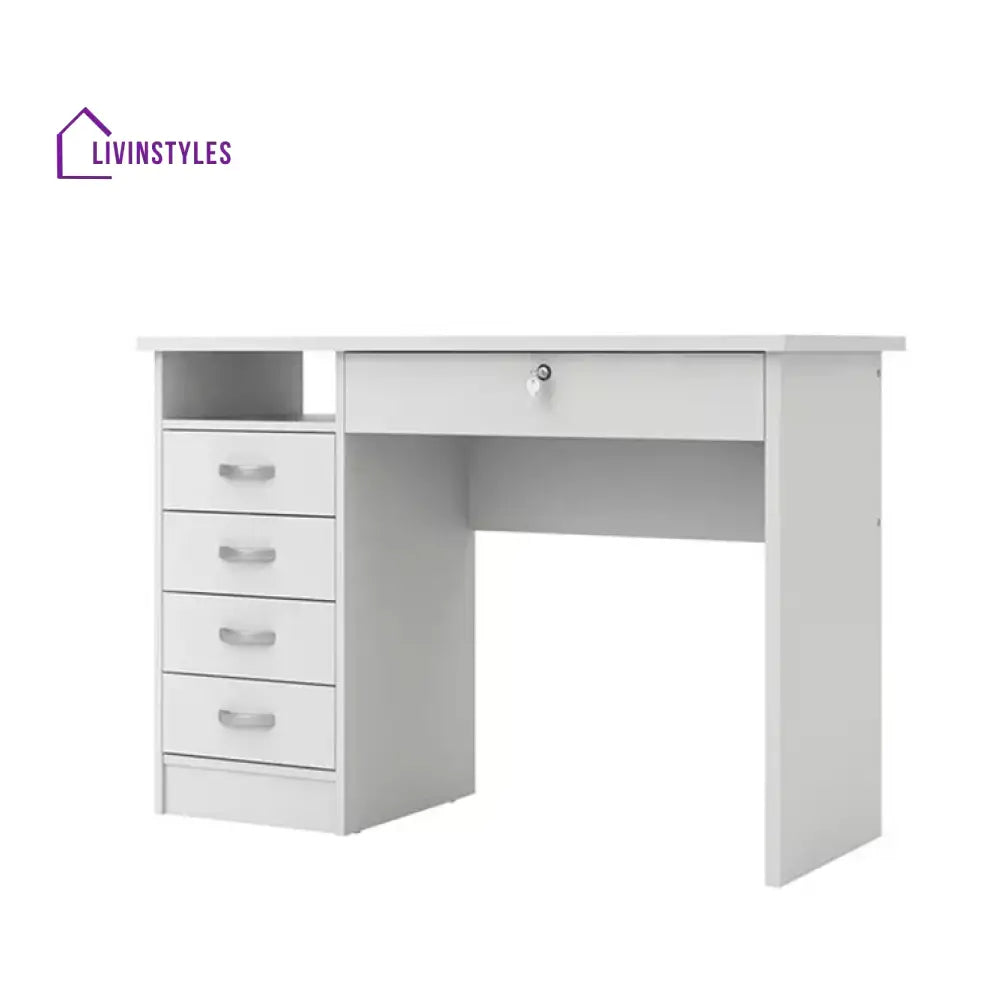 Evgeniya White Study Table | 5 Drawer and One Open Shelf