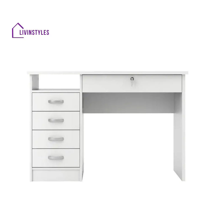 Evgeniya White Study Table | 5 Drawer and One Open Shelf