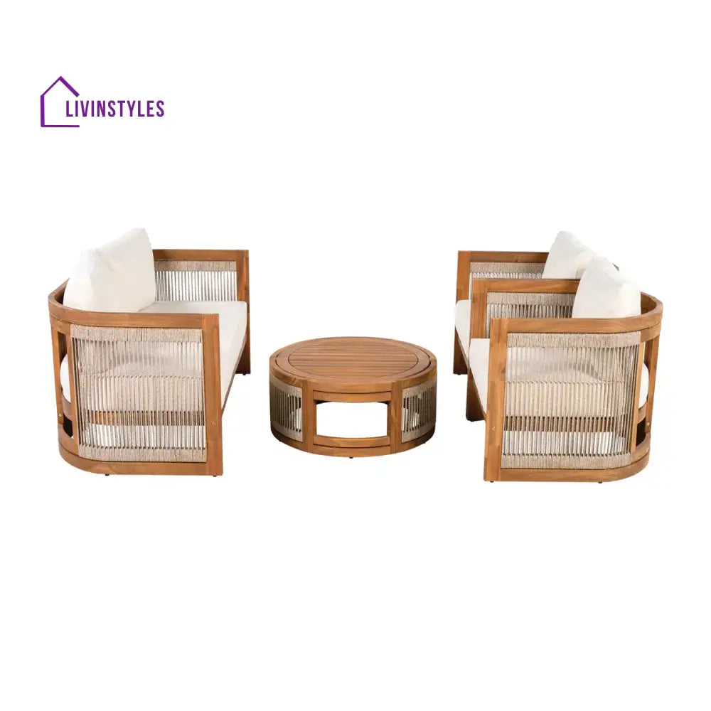 Exano Outdoor Sofa Set 2 Seater 2 Single seater and 1 Center Table Braided & Rope - Sofa Sets