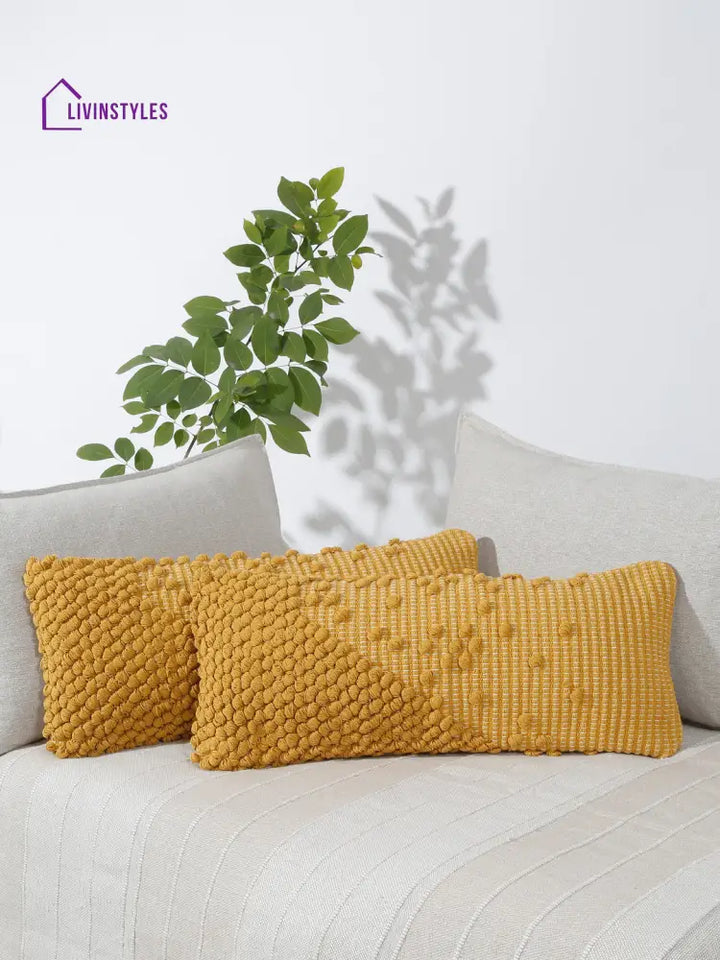 Eyda 100% Cotton Woven Designer Cushion Covers Set Of 2 12X28 Inch