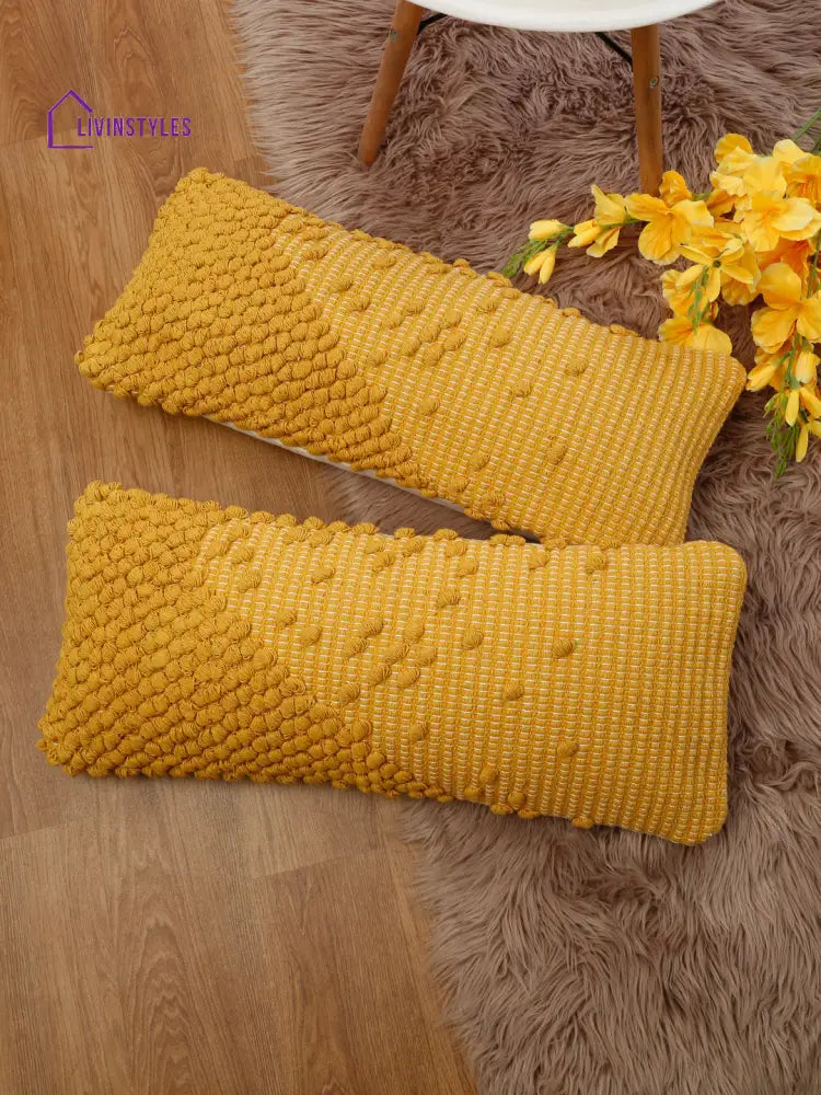Eyda 100% Cotton Woven Designer Cushion Covers Set Of 2 12X28 Inch
