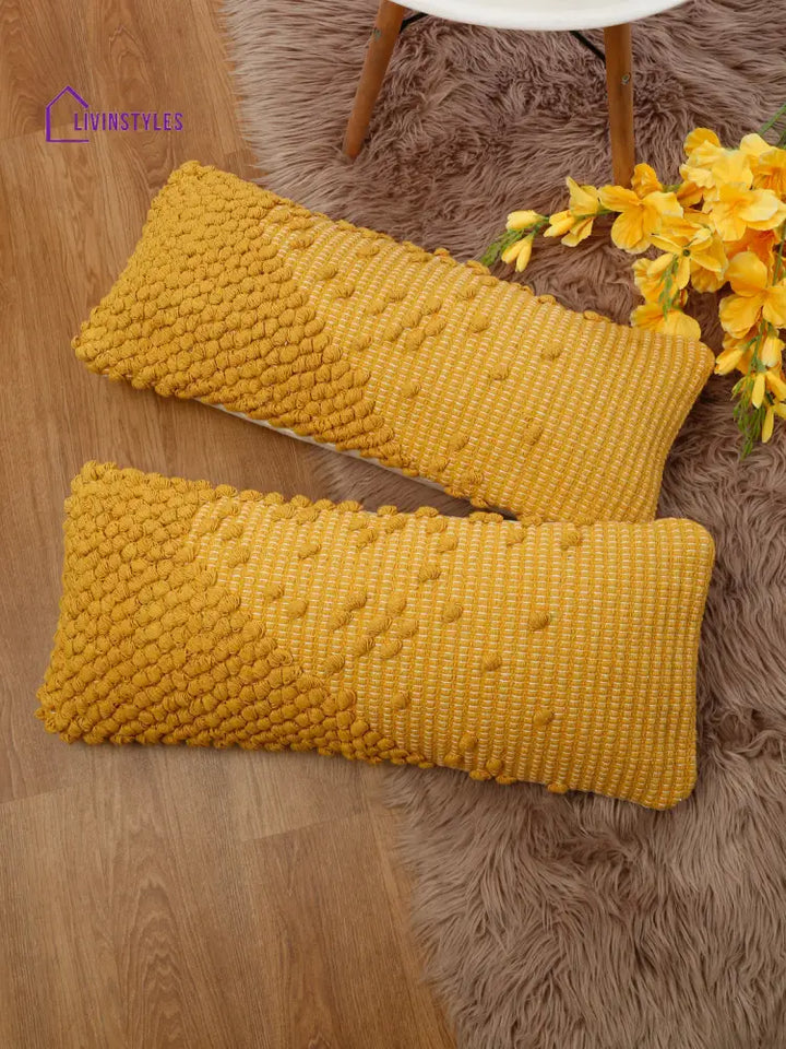 Eyda 100% Cotton Woven Designer Cushion Covers Set Of 2 12X28 Inch