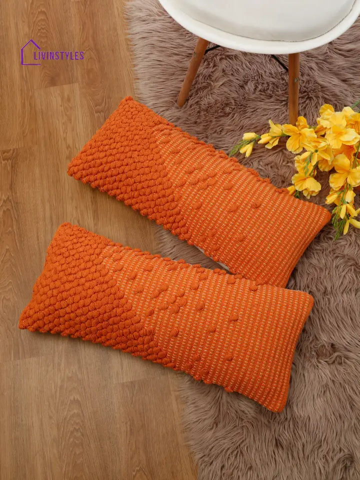 Eyda 100% Cotton Woven Designer Cushion Covers Set Of 2 12X28 Inch