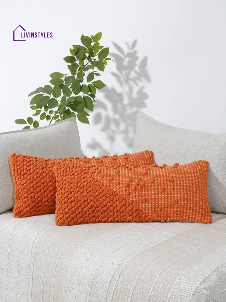Eyda 100% Cotton Woven Designer Cushion Covers Set Of 2 12X28 Inch