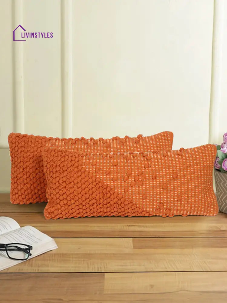 Eyda 100% Cotton Woven Designer Cushion Covers Set Of 2 12X28 Inch