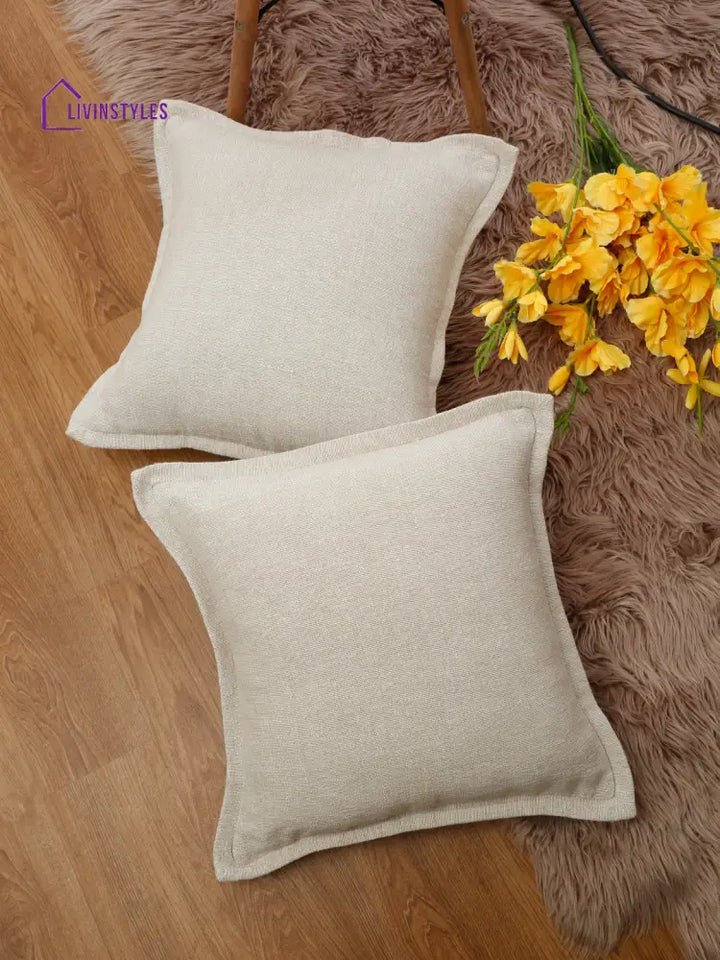 Eyda 100% Cotton Woven Sofa Cushion Covers Set Of 2 18X18 Inch