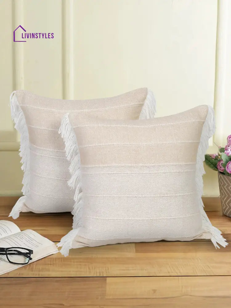Eyda 100% Cotton Woven Sofa Cushion Covers Set Of 2 18X18 Inch
