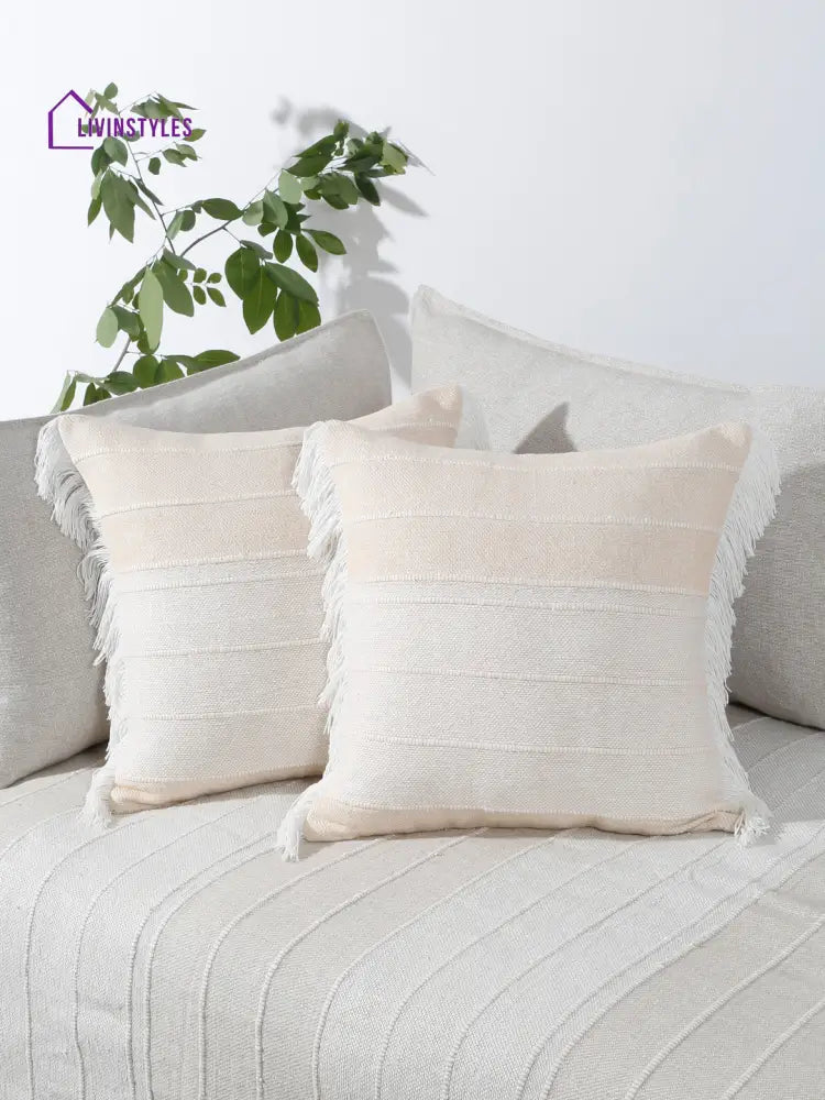 Eyda 100% Cotton Woven Sofa Cushion Covers Set Of 2 18X18 Inch