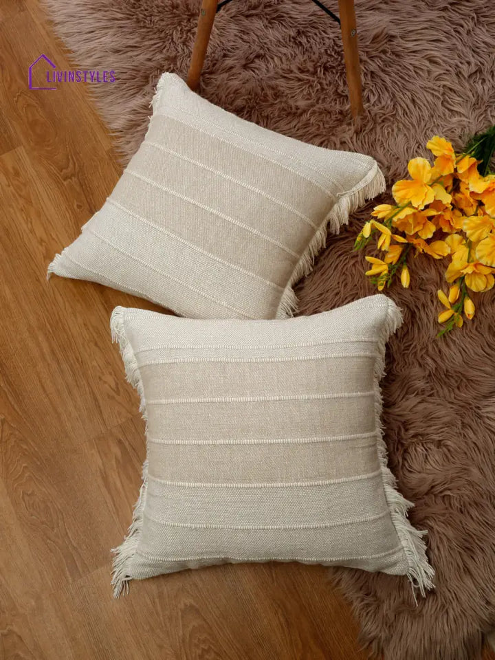 Eyda 100% Cotton Woven Sofa Cushion Covers Set Of 2 18X18 Inch