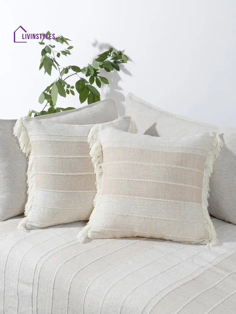 Eyda 100% Cotton Woven Sofa Cushion Covers Set Of 2 18X18 Inch