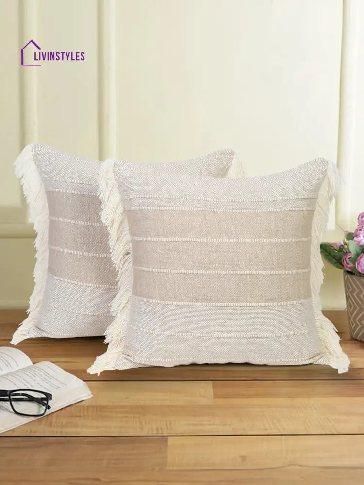 Eyda 100% Cotton Woven Sofa Cushion Covers Set Of 2 18X18 Inch
