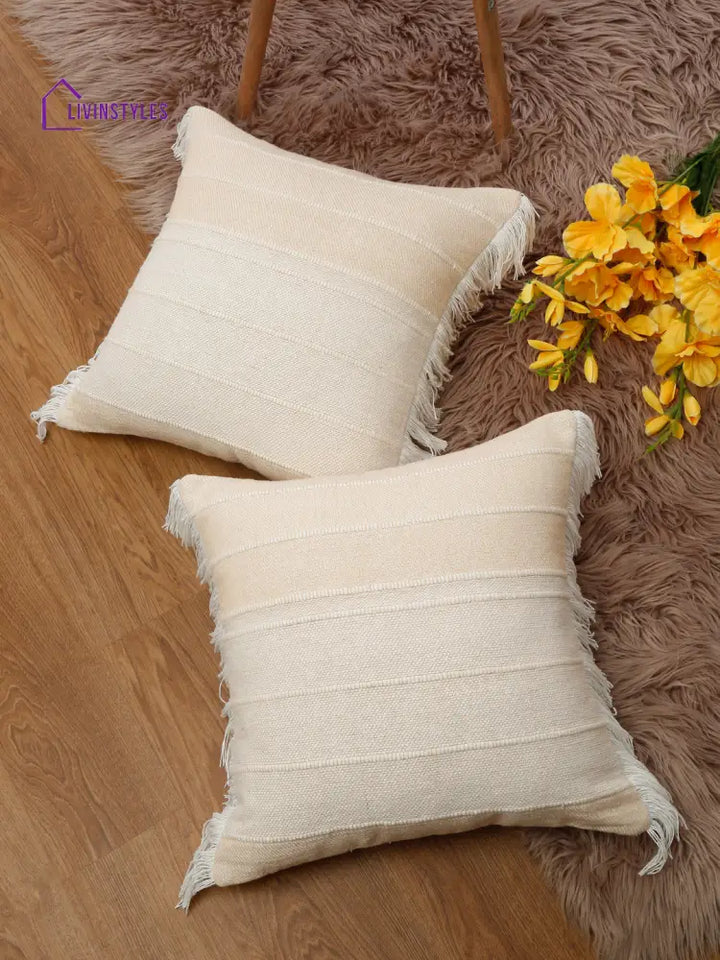 Eyda 100% Cotton Woven Sofa Cushion Covers Set Of 2 18X18 Inch