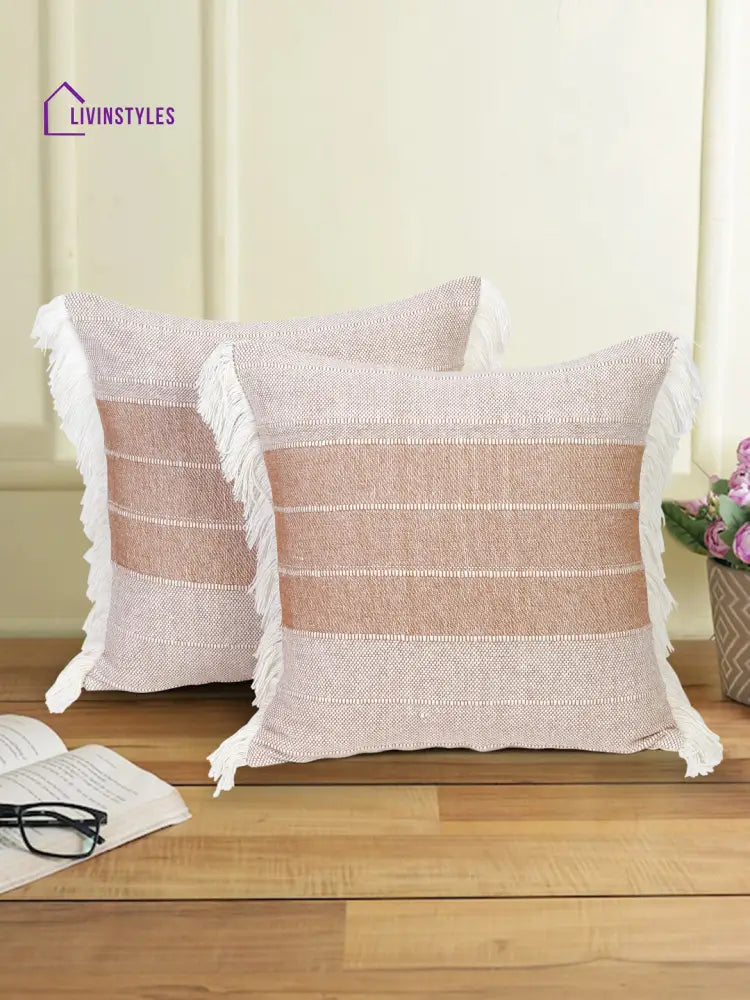 Eyda 100% Cotton Woven Sofa Cushion Covers Set Of 2 18X18 Inch