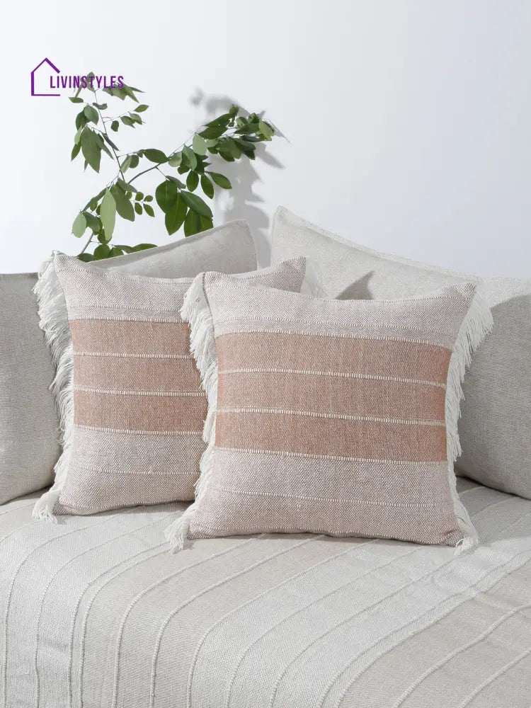 Eyda 100% Cotton Woven Sofa Cushion Covers Set Of 2 18X18 Inch