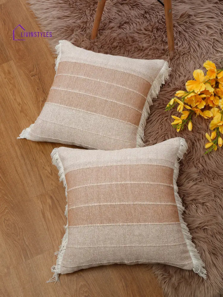 Eyda 100% Cotton Woven Sofa Cushion Covers Set Of 2 18X18 Inch