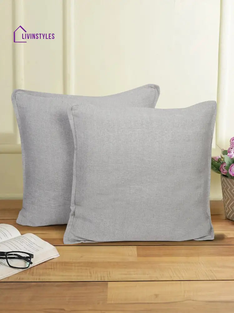 Eyda 100% Cotton Woven Sofa Cushion Covers Set Of 2- 24X24 Inch