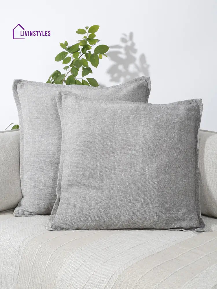 Eyda 100% Cotton Woven Sofa Cushion Covers Set Of 2- 24X24 Inch