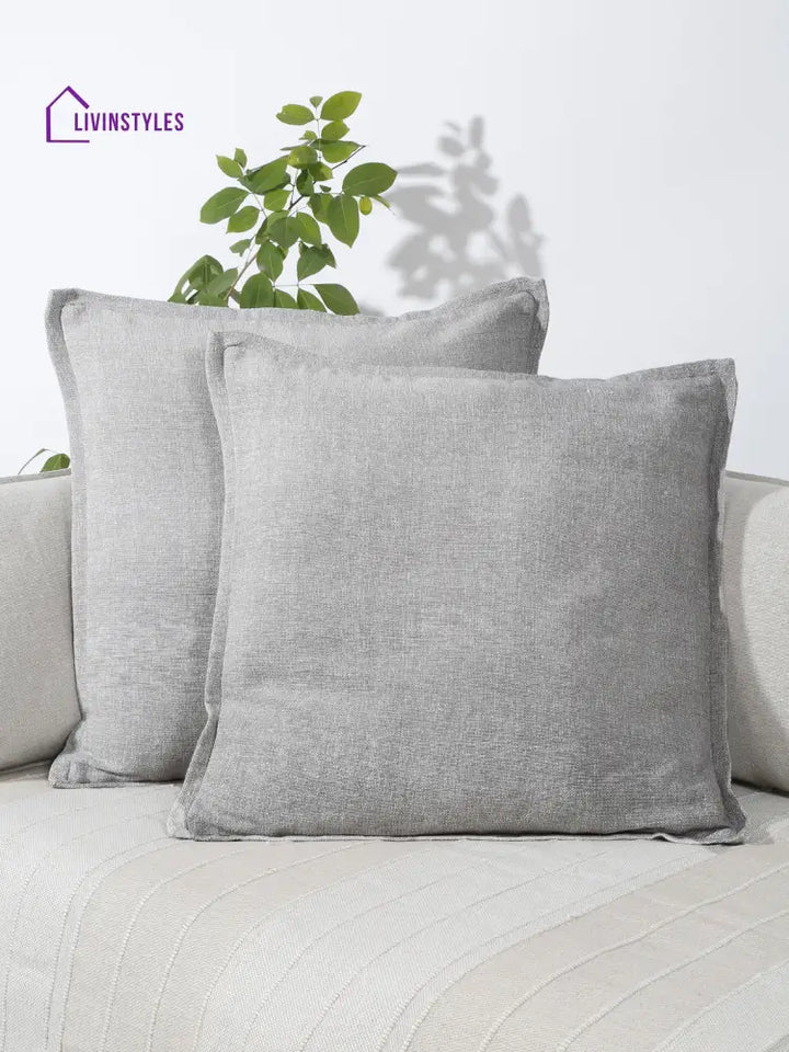 Eyda 100% Cotton Woven Sofa Cushion Covers Set Of 2- 24X24 Inch