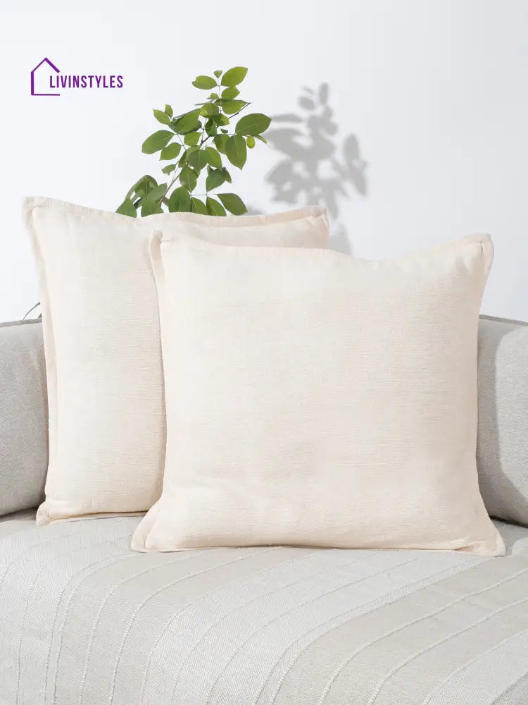 Eyda 100% Cotton Woven Sofa Cushion Covers Set Of 2- 24X24 Inch