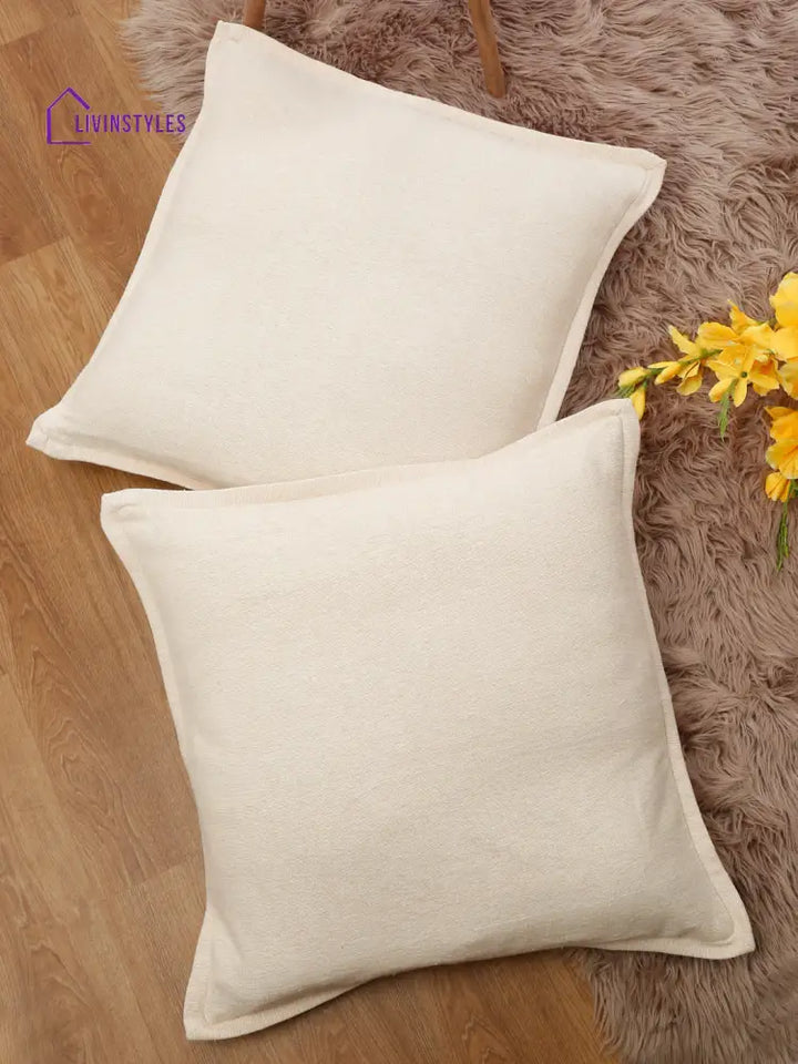 Eyda 100% Cotton Woven Sofa Cushion Covers Set Of 2- 24X24 Inch