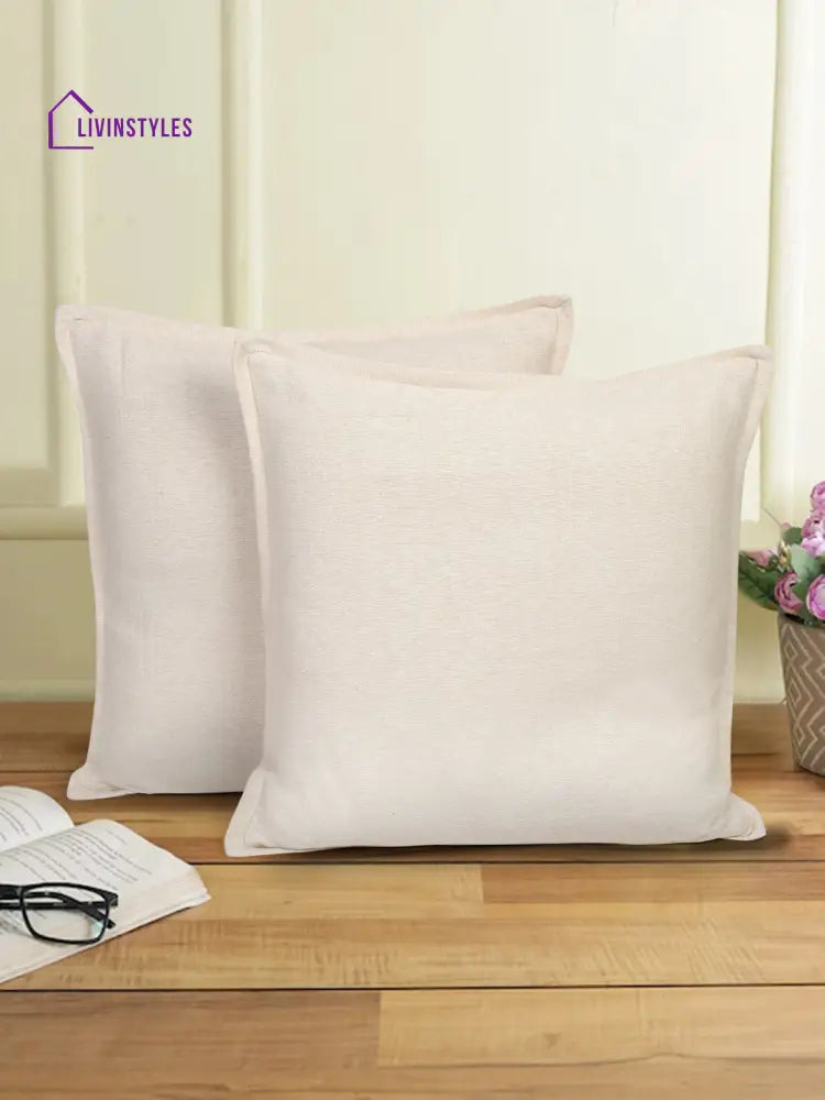 Eyda 100% Cotton Woven Sofa Cushion Covers Set Of 2- 24X24 Inch
