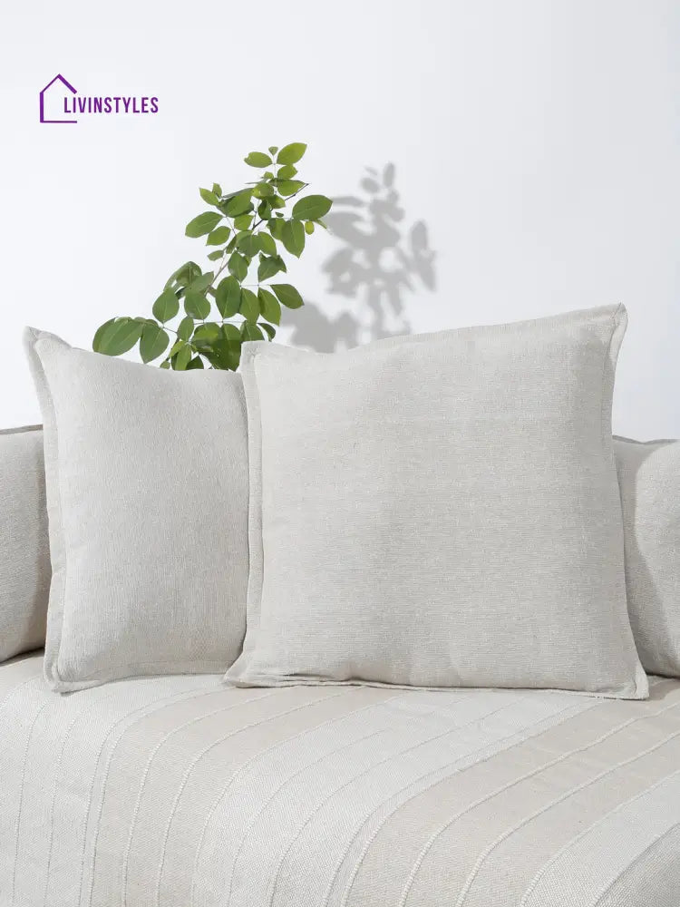 Eyda 100% Cotton Woven Sofa Cushion Covers Set Of 2- 24X24 Inch