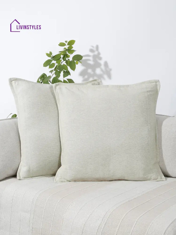 Eyda 100% Cotton Woven Sofa Cushion Covers Set Of 2- 24X24 Inch