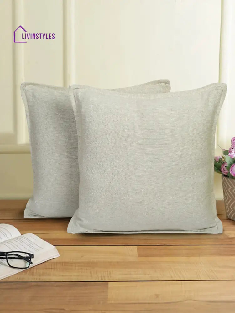 Eyda 100% Cotton Woven Sofa Cushion Covers Set Of 2- 24X24 Inch