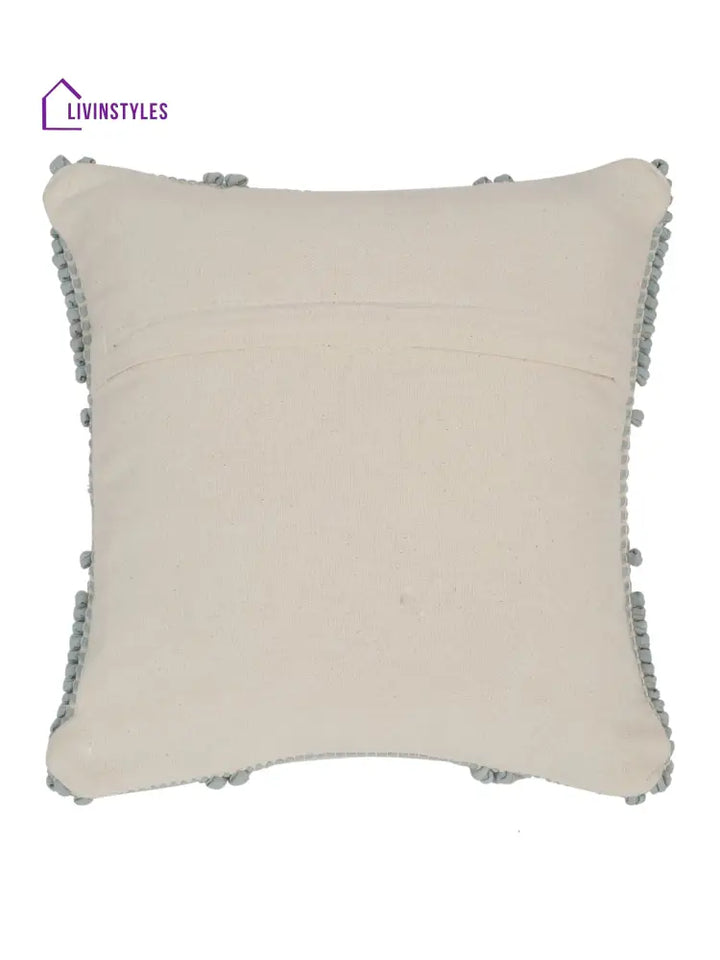 Eyda Aqua Blue Cotton Hand Woven Cushion Cover Set Of 2