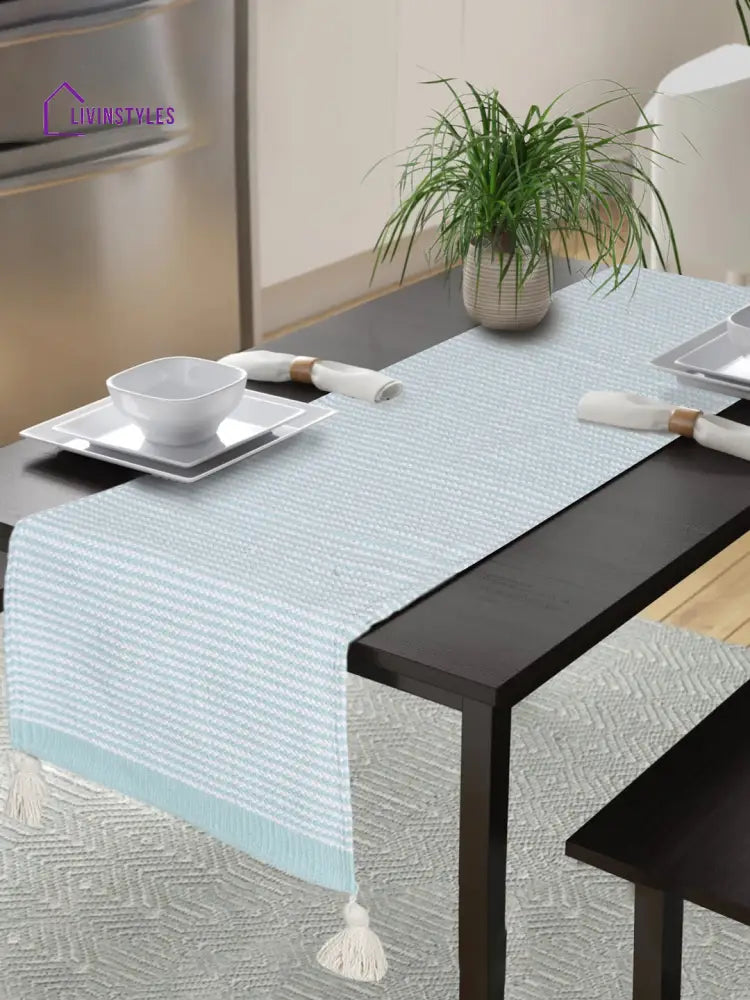 Eyda Aqua Color Cotton Table Runner