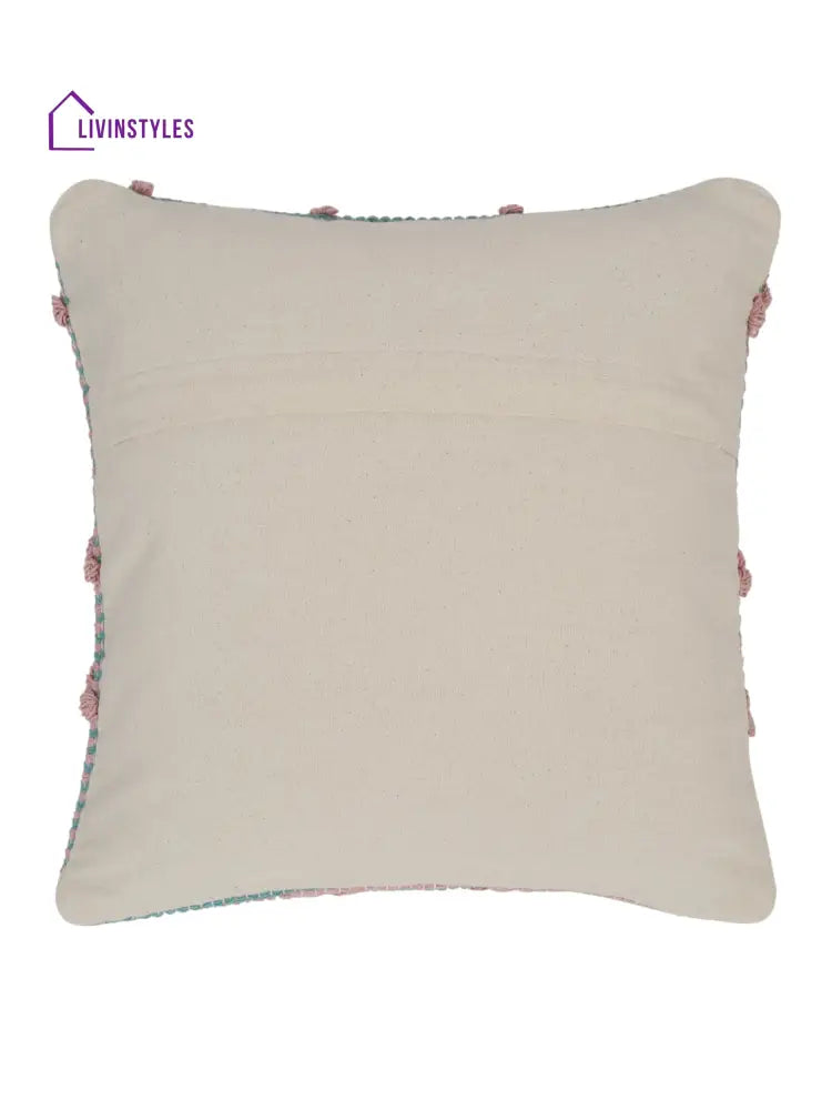 Eyda Aqua & Pink Cotton Hand Woven Cushion Cover Set Of 2