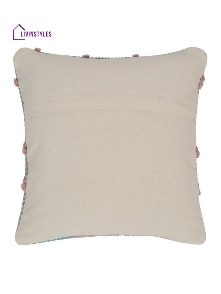 Eyda Aqua & Pink Cotton Hand Woven Cushion Cover Set Of 2