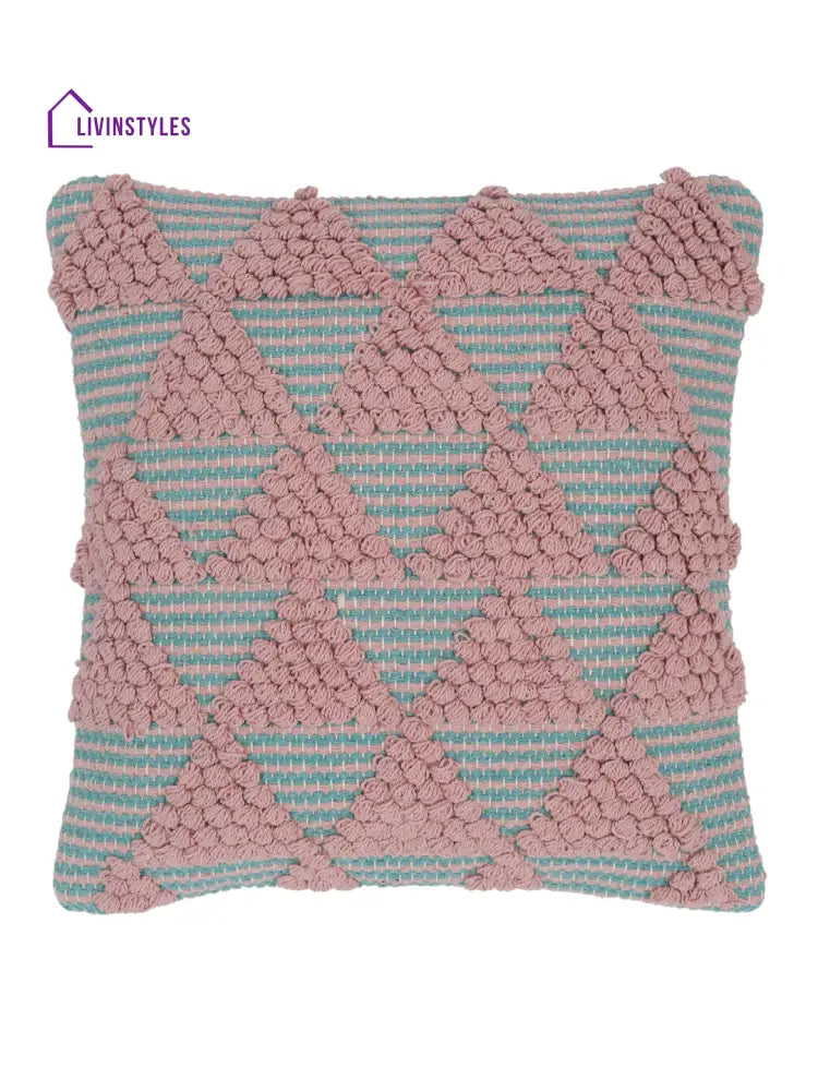 Eyda Aqua & Pink Cotton Hand Woven Cushion Cover Set Of 2