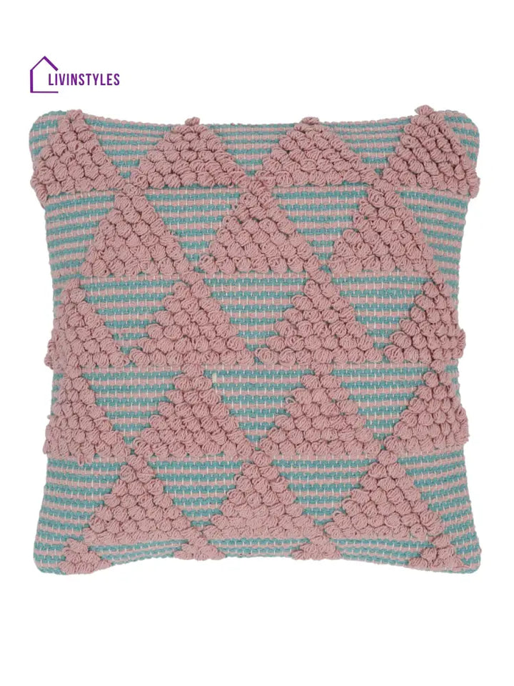 Eyda Aqua & Pink Cotton Hand Woven Cushion Cover Set Of 2