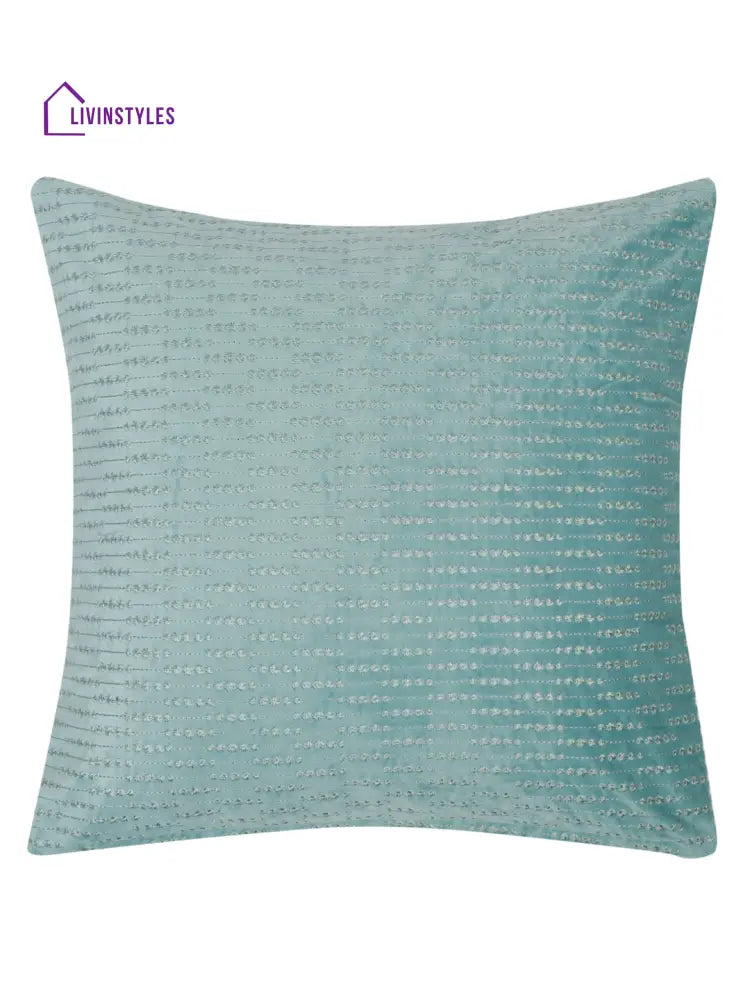 Eyda Auqa Blue Velvet Cushion Covers Set Of 2