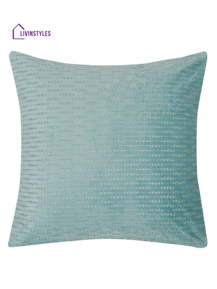 Eyda Auqa Blue Velvet Cushion Covers Set Of 2