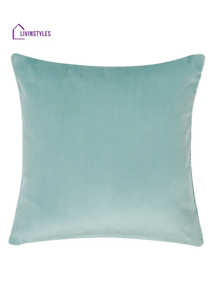 Eyda Auqa Blue Velvet Cushion Covers Set Of 2