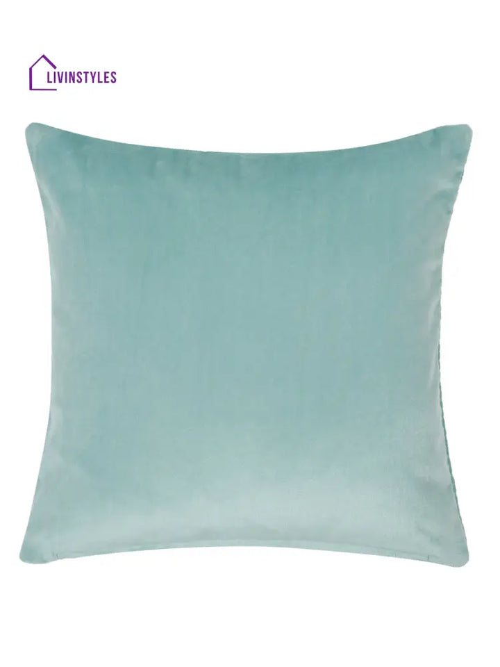 Eyda Auqa Blue Velvet Cushion Covers Set Of 2