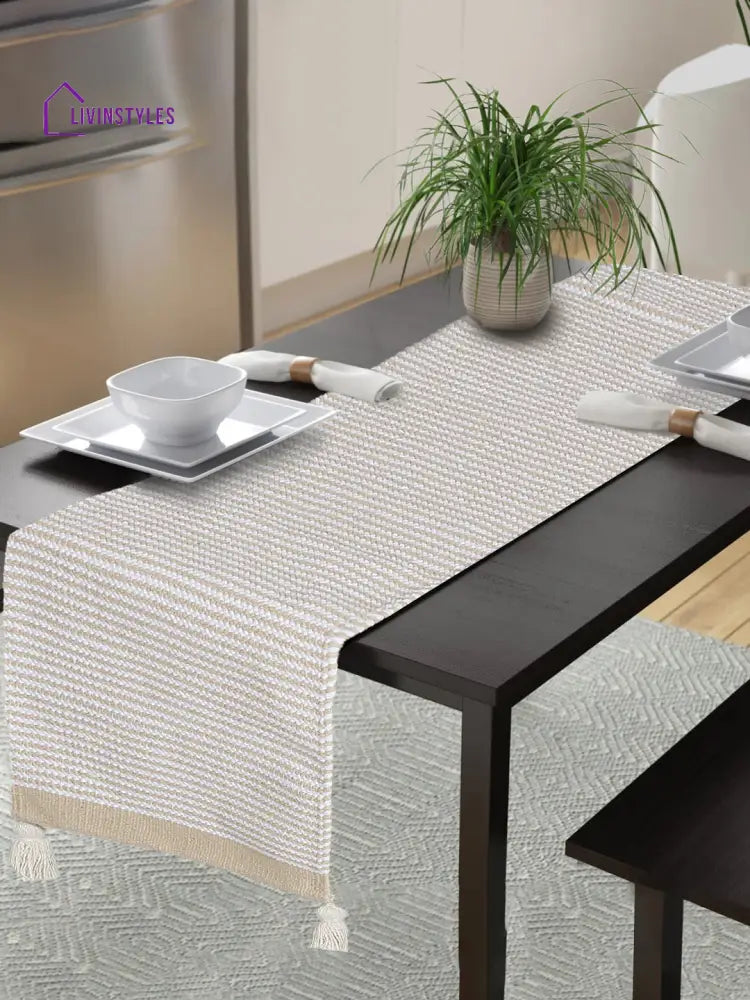 Eyda Beige Color Cotton Table Runner