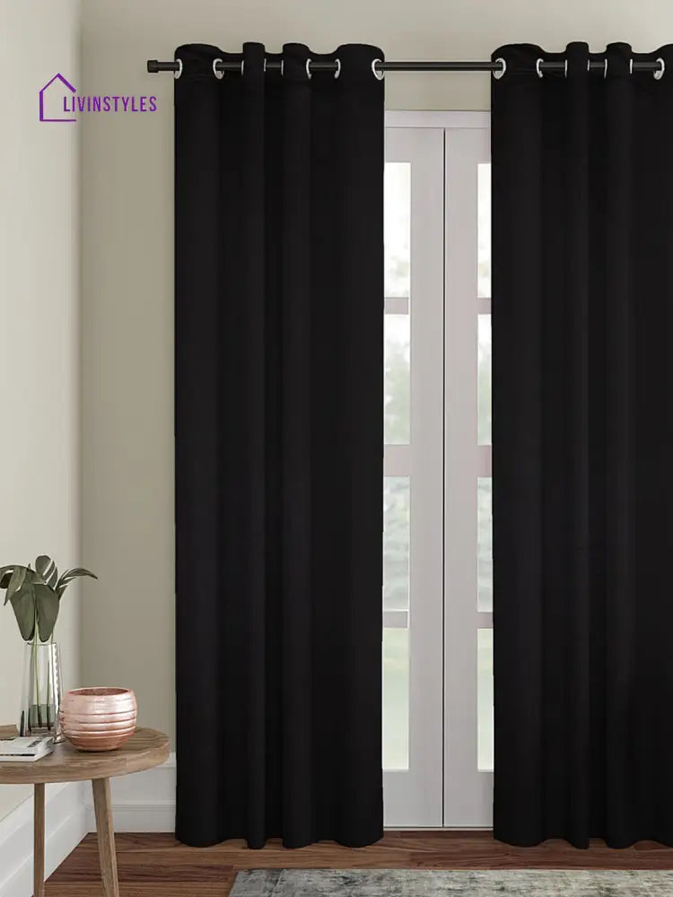 Eyda Black Color Premium Semi Blackout Long Door Curtain- 1 Pc