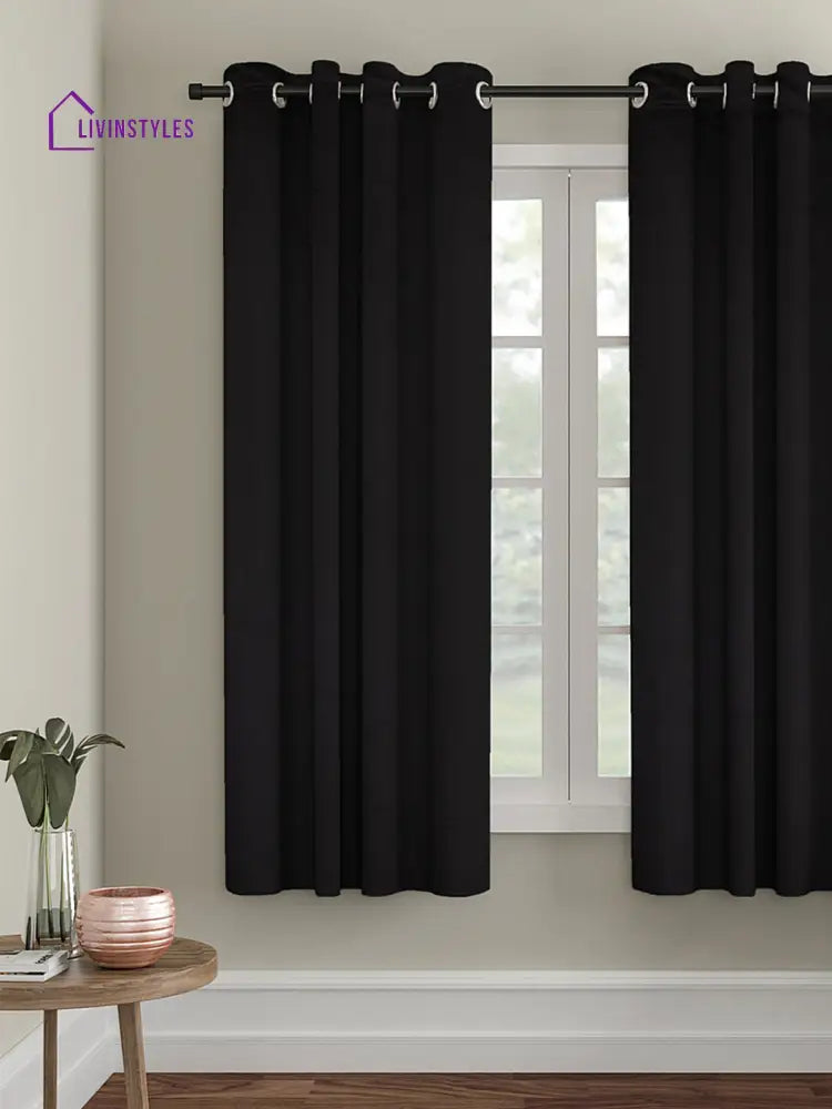 Eyda Black Color Premium Semi Blackout Window Curtain- 1 Pc