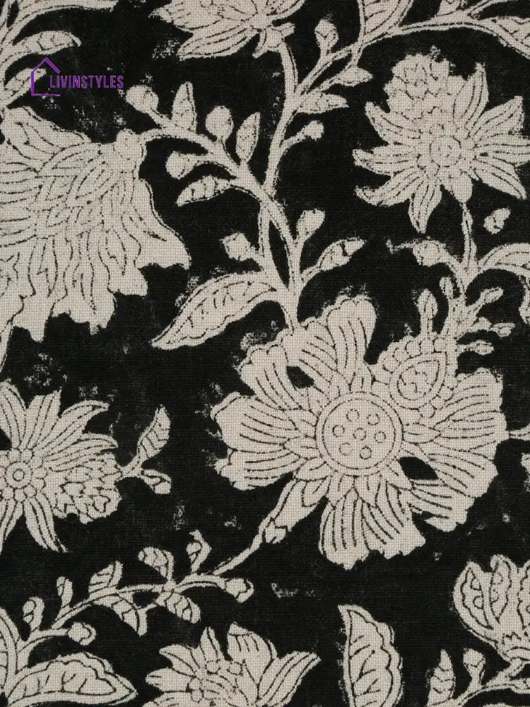 Eyda Black Cotton Hand Block Cushion Cover Set Of 2