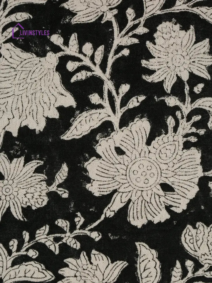 Eyda Black Cotton Hand Block Cushion Cover Set Of 2